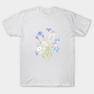 white, blue and orange wildflowers T-Shirt